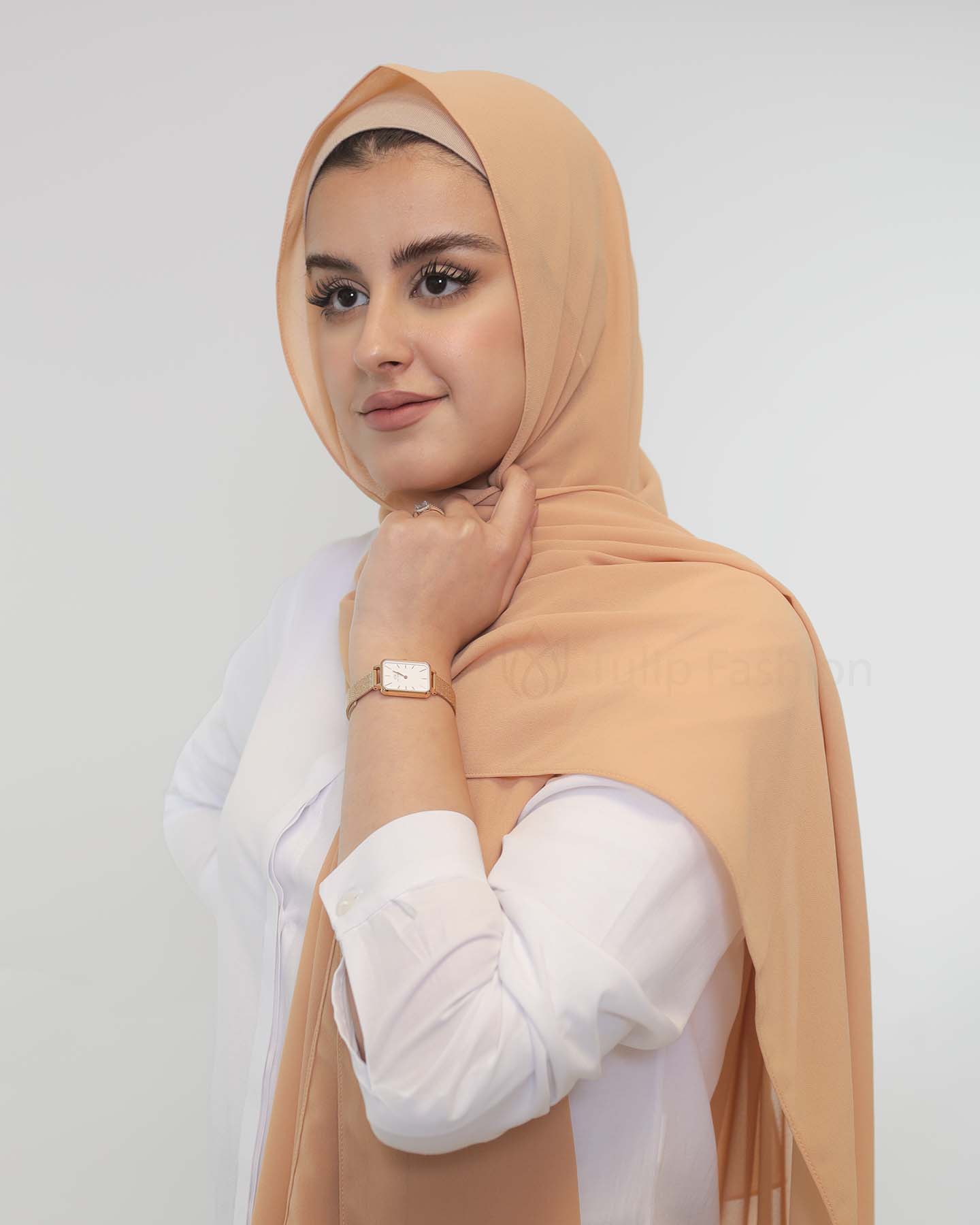 Premium Chiffon Hijab - Peach - 2