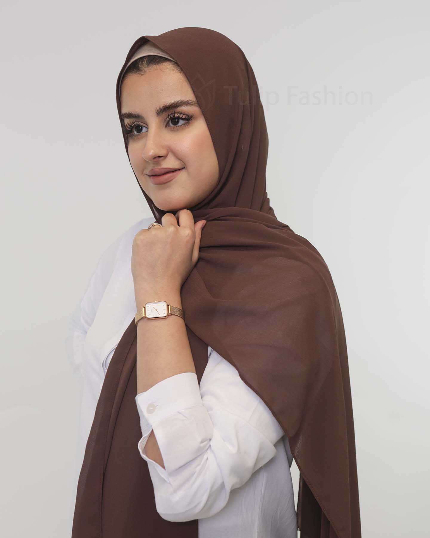 Premium Chiffon Hijab - Dark Brown - 2