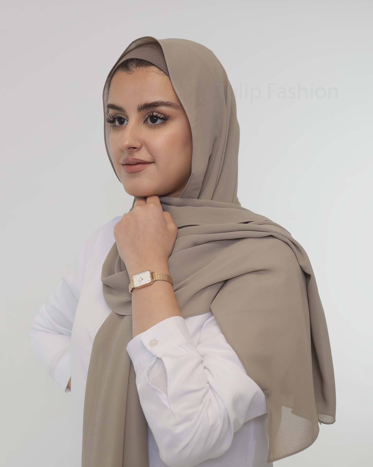 Premium Chiffon Hijab - Taupe - 2