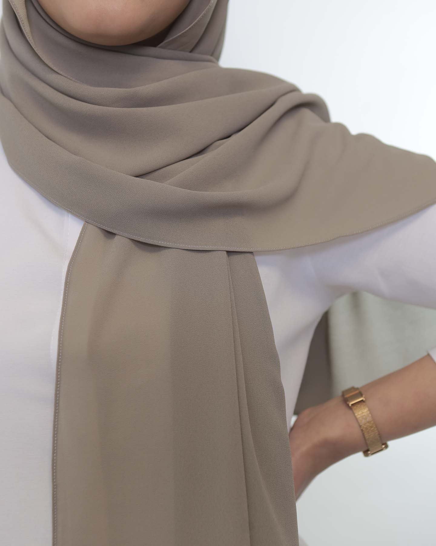 Premium Chiffon Hijab - Taupe - 3