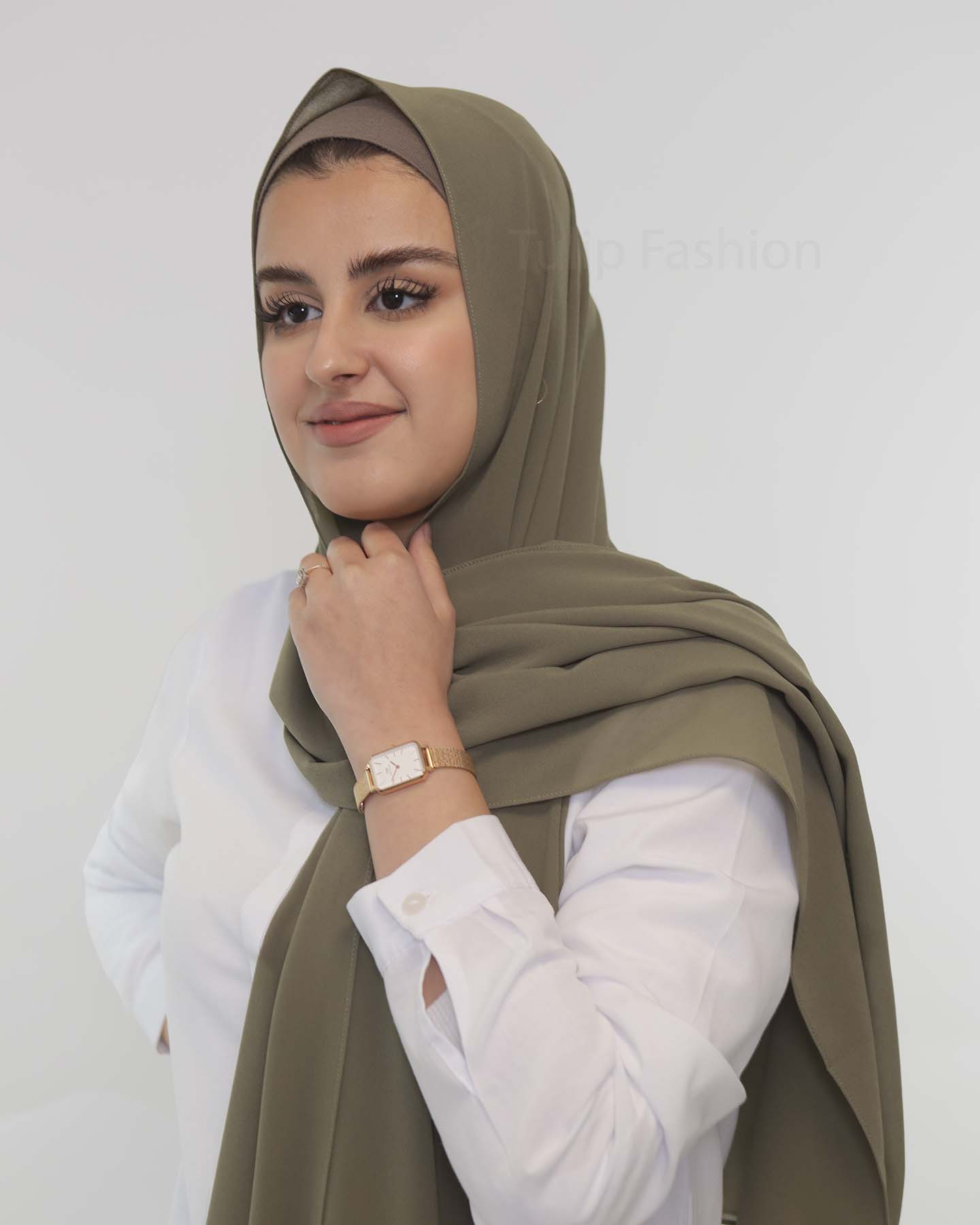 Premium Chiffon Hijab - Khaki Green - 2