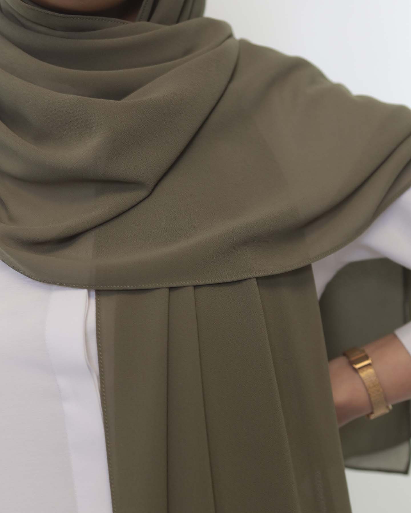 Premium Chiffon Hijab - Khaki Green - 3