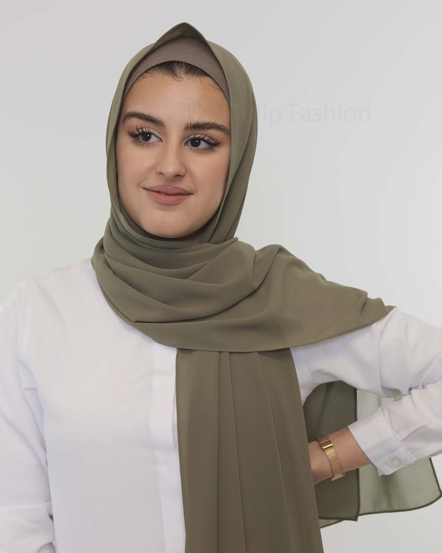Premium Chiffon Hijab - Khaki Green