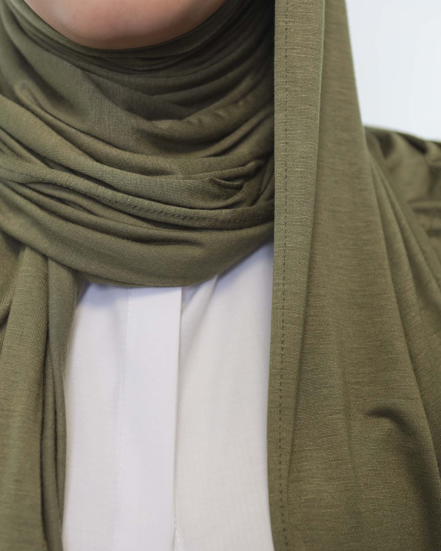 Premium Jersey Hijab - Olive Green - 3