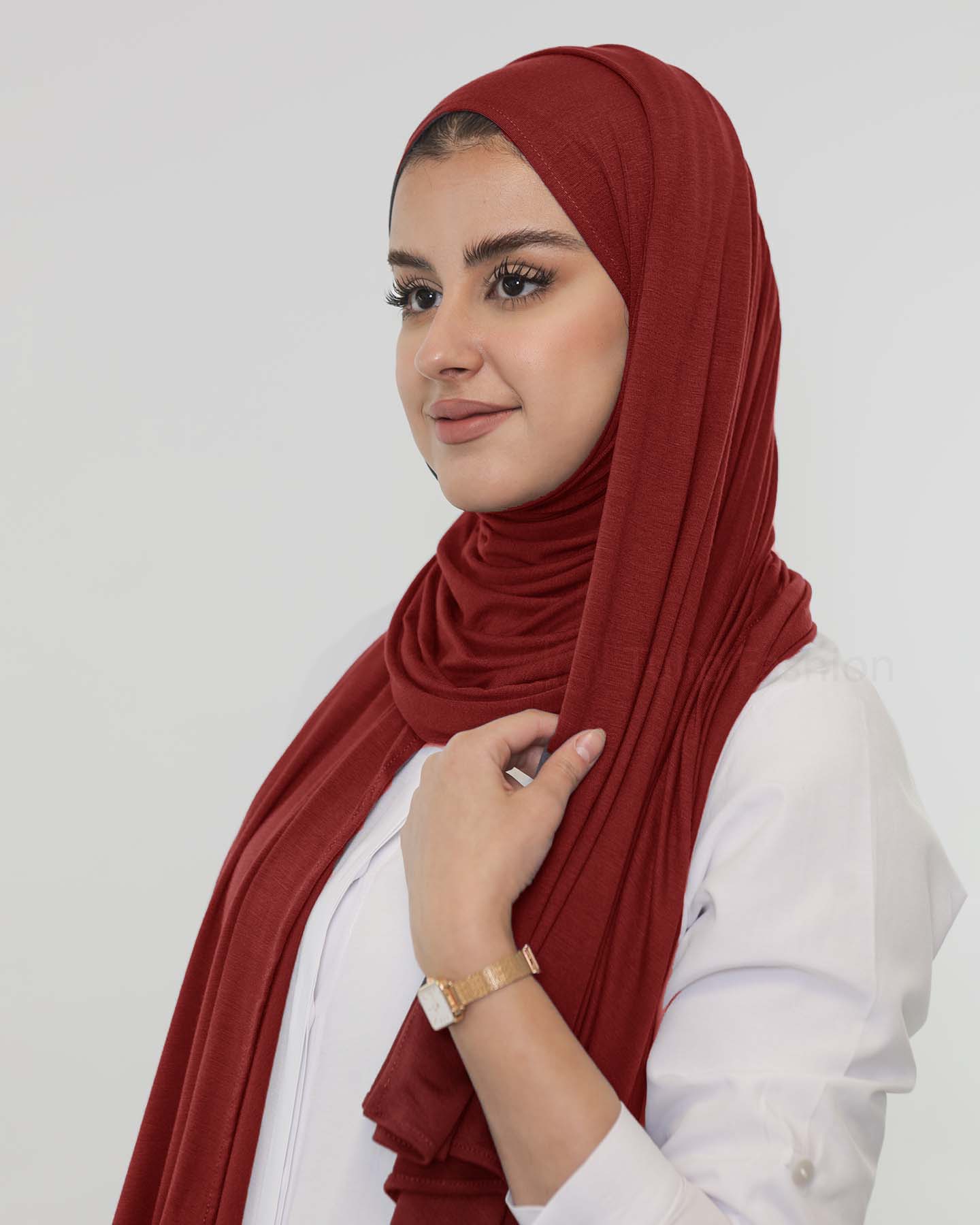 Premium Jersey Hijab - Maroon - 2