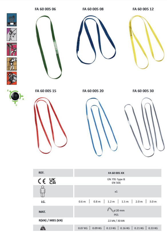 Förankringssling Kratos Safety för 1 person / längd: 0,6 meter - 3