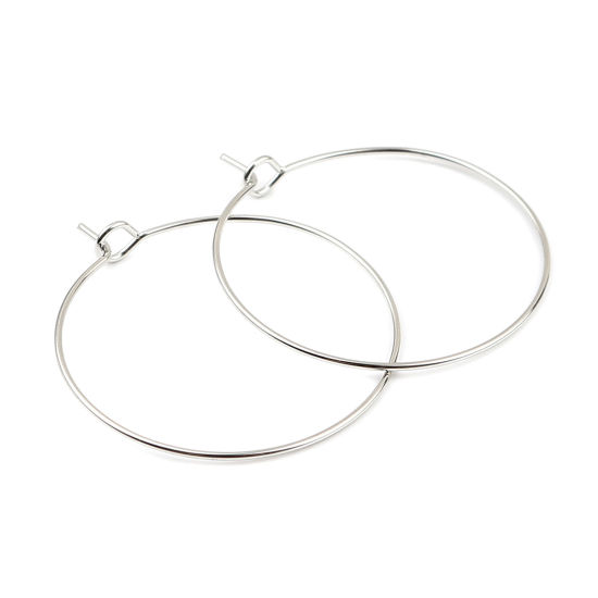 Earrings-creoles 30mm,  platina