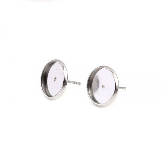 Öronstickor med ram / cabochonfäste , 12mm 1par, Rostfritt stål