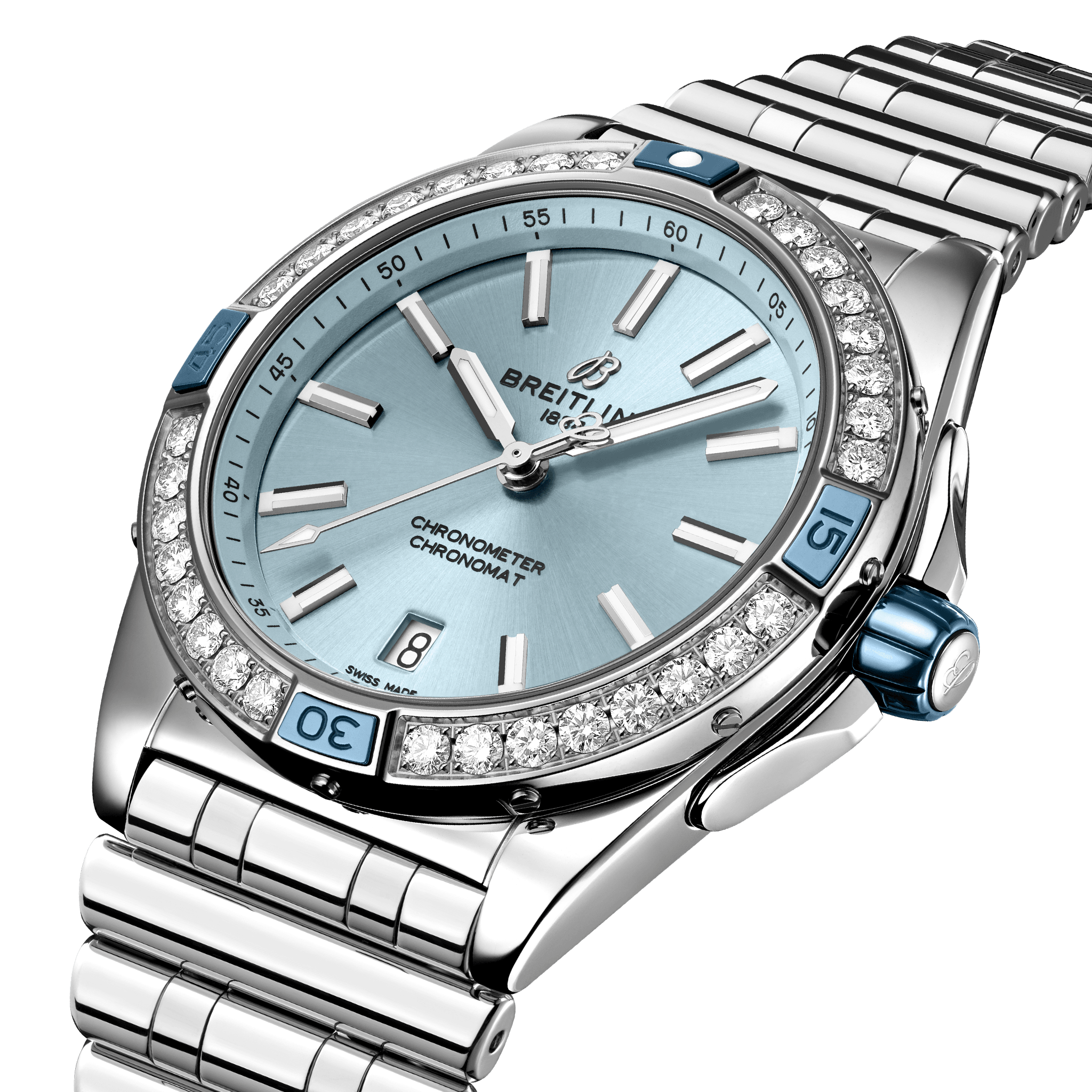 A17356531C1A1 Breitling Super Chronomat 38 isblå 