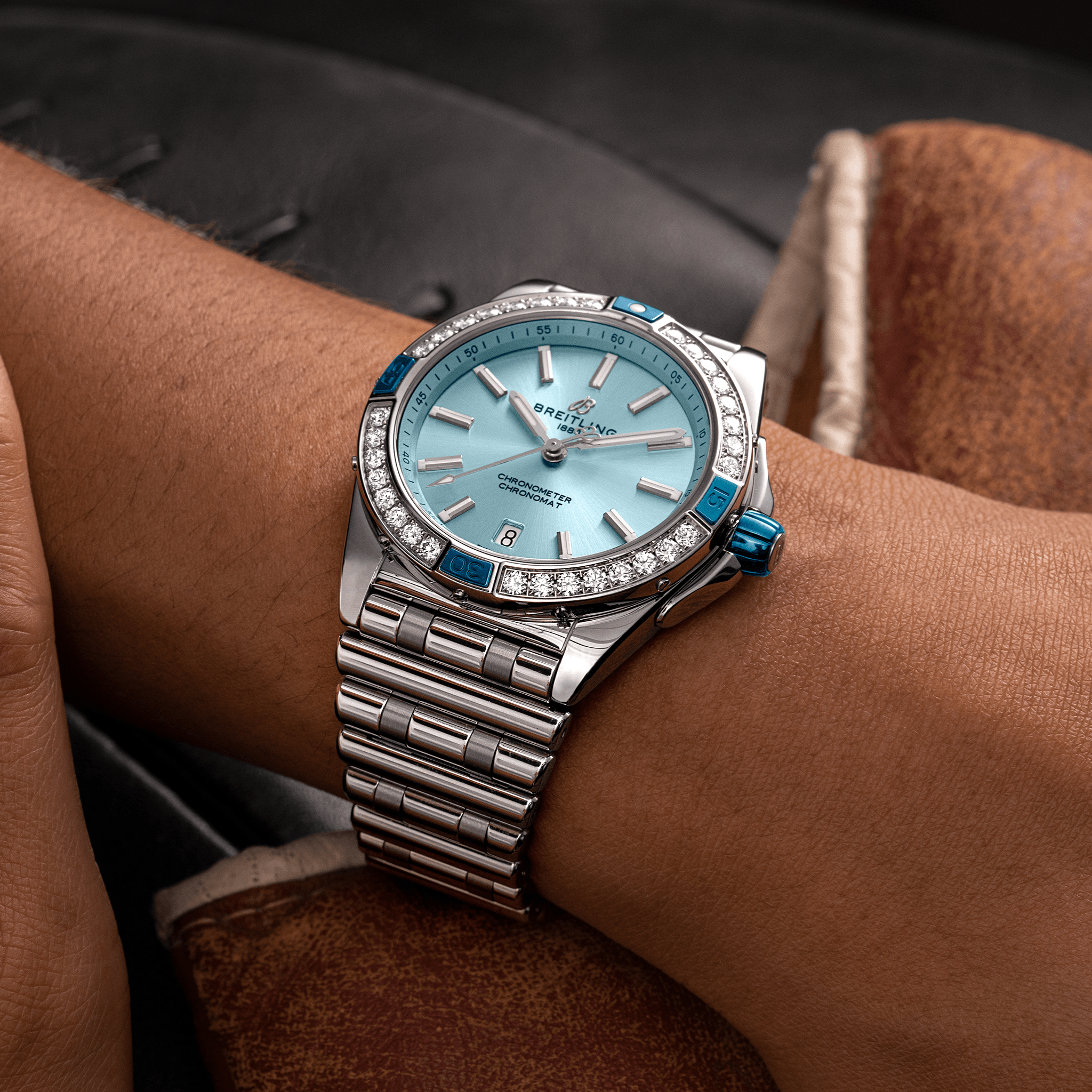 A17356531C1A1 Breitling Super Chronomat 38 isblå 