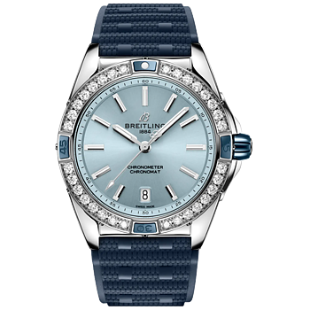 A17356531C1S1 Breitling Super Chronomat 38 isblå gummiband
