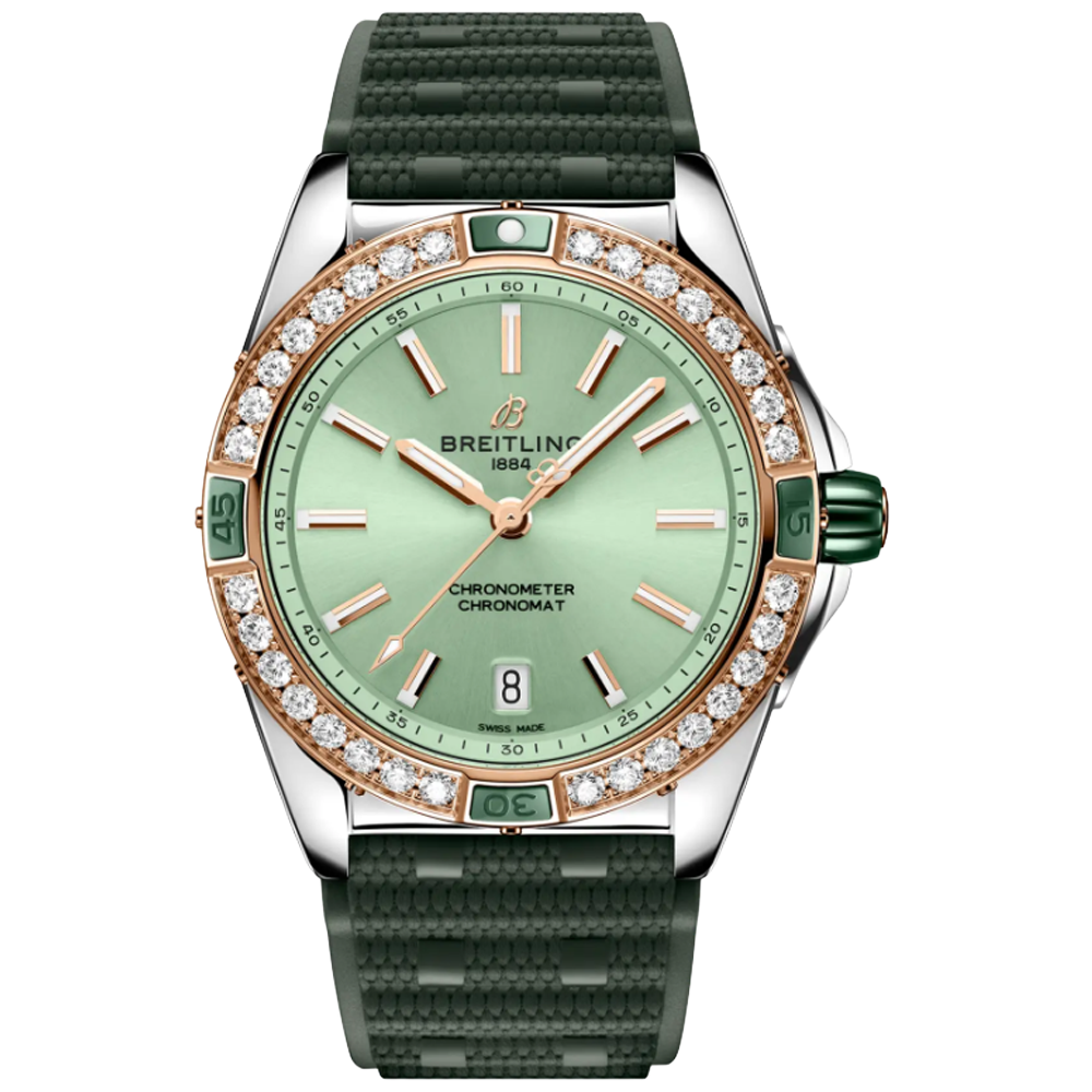 U17356531L1S1 Breitling Super Chronomat 38 mintgrön gummiband