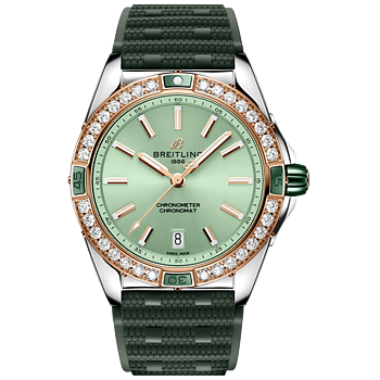 U17356531L1S1 Breitling Super Chronomat 38 mintgrön gummiband
