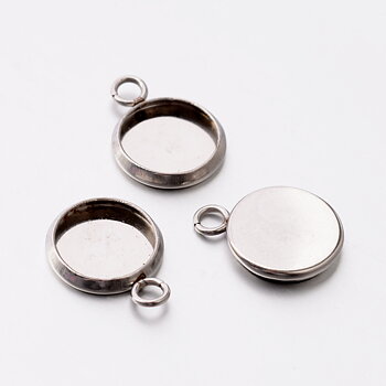 Cabochonfäste runt antiksilver – 10 mm innerdiameter, 10 st
