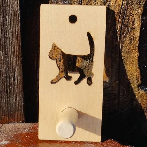 Klädkrokar i trä, älg, ren, katt, hjärta - 2