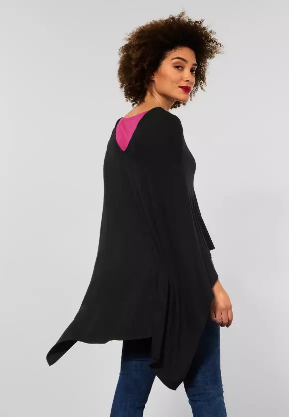 New Asymetric Fine Knit Poncho - Street One