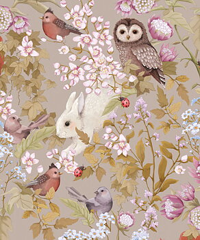 Tapet Woodlands Taupe Grey Fleur Harris