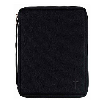 Bibelfodral – Large, svart canvastyg med broderat kors