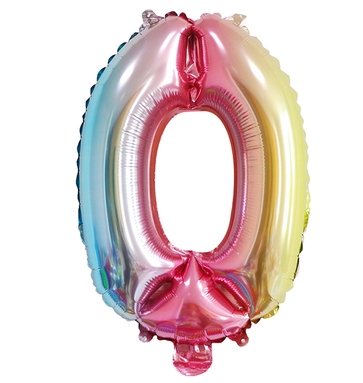 Gaggs Regnbågsfärgad Sifferballong Nr 0, 35 cm