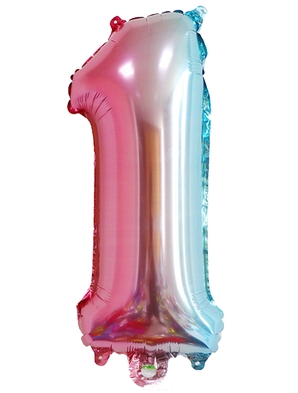 Gaggs Regnbågsfärgad Sifferballong Nummer 1, 35 cm