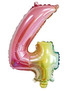 Gaggs  Regnbågsfärgad Sifferballong Nummer 4, 35 cm