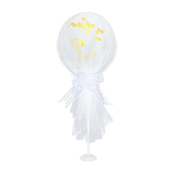 Ballongställ - Centerpiece för bord - Ballong med guldkonfetti