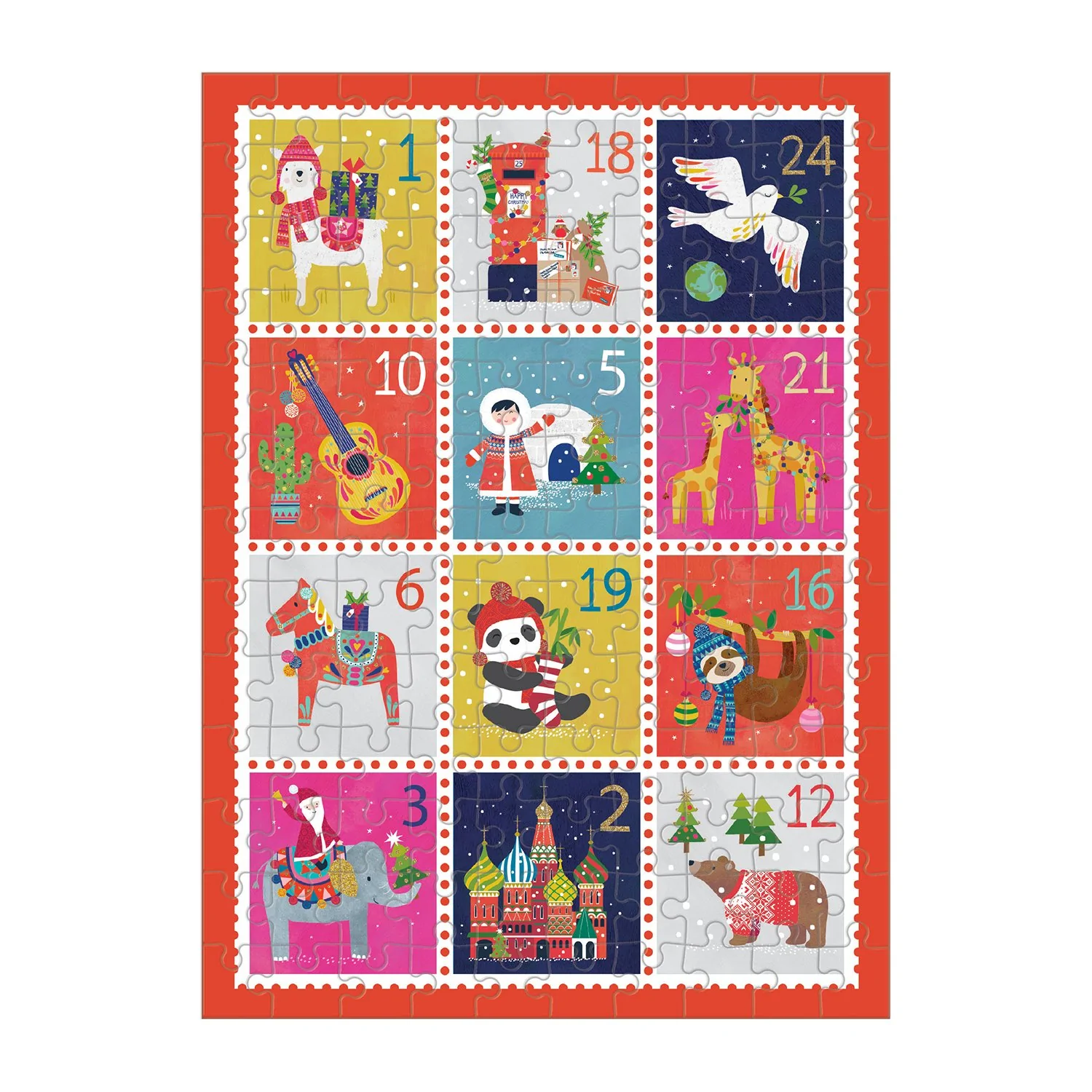 Holiday Stamps 100 Piece Mini Jigsaw Puzzle - 2