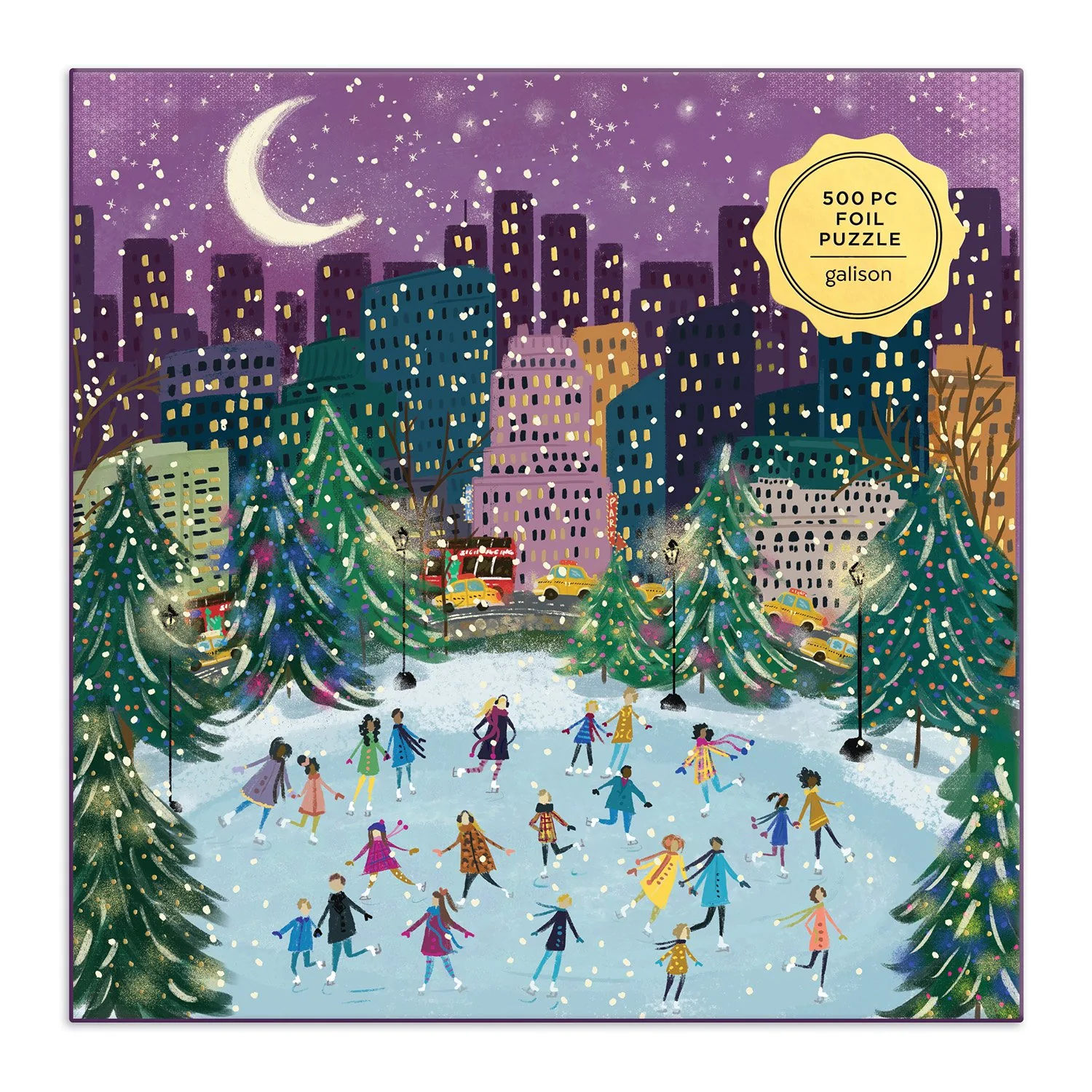 Merry Moonlight Skaters 500 Piece Foil Jigsaw Puzzle - 2