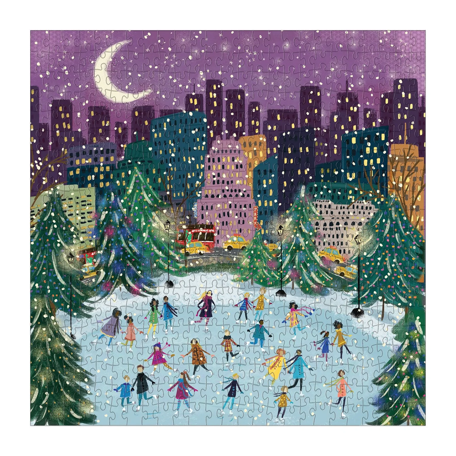 Merry Moonlight Skaters 500 Piece Foil Jigsaw Puzzle - 3