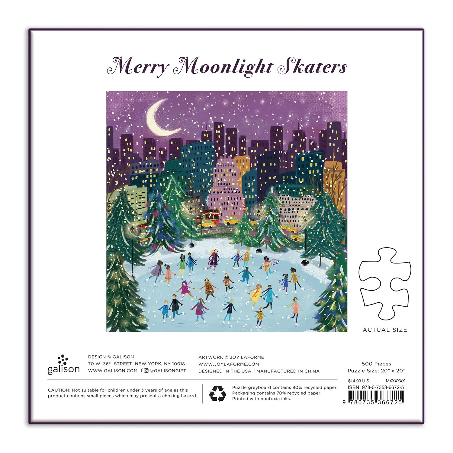 Merry Moonlight Skaters 500 Piece Foil Jigsaw Puzzle - 4