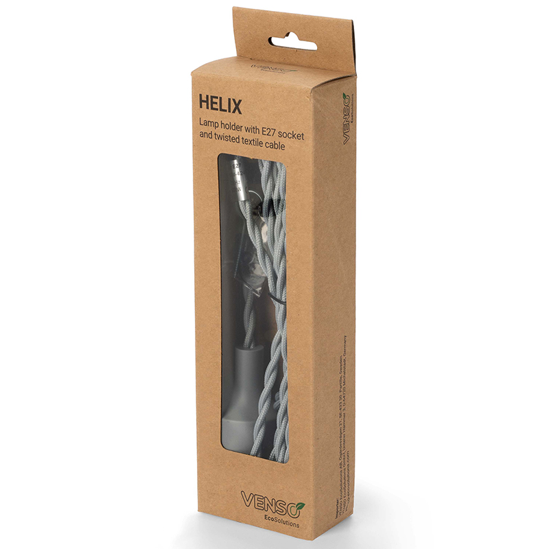 HELIX Lamphållare med tvinnad kabel, E27, svart, brun eller grå - 4