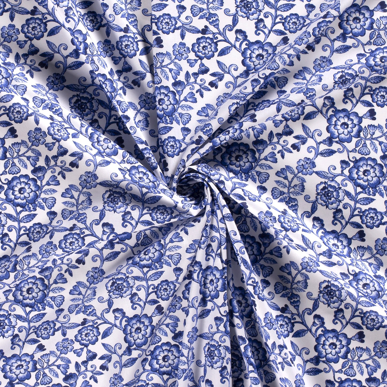 Poplin Blå Porslinsrosor STUV 0,3m - 2