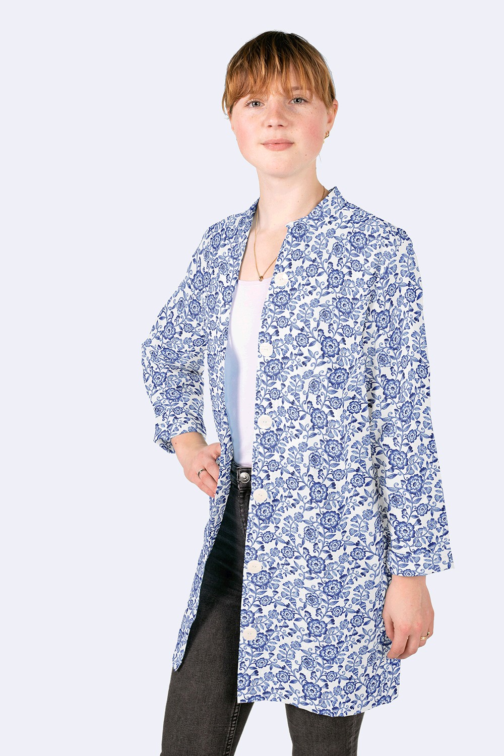 Poplin Blå Porslinsrosor STUV 0,3m - 4