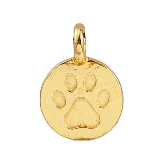 Charm -   Round gold paw
