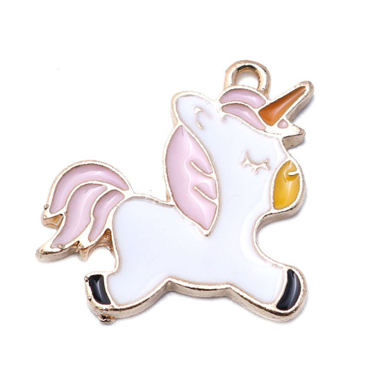 Charm horse  , enameld pink
