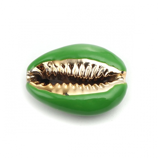 Charm  bead , snail conch green Gold - 2