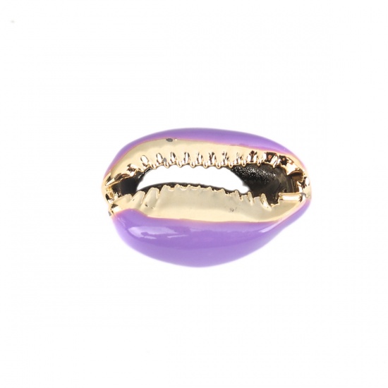 Charm  bead , snail conch purple Gold - 2