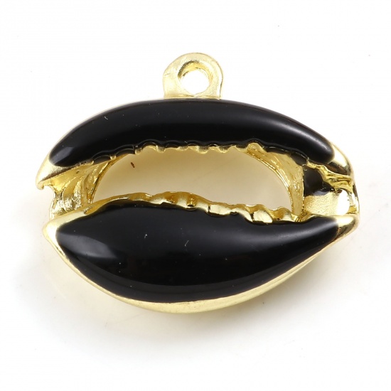 Charm , snail conch black Gold