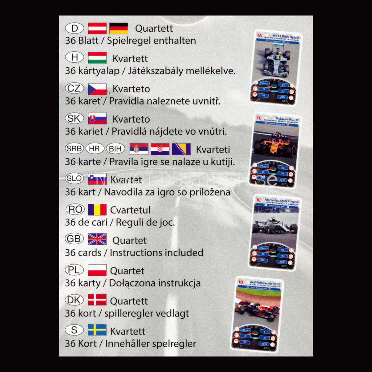 RACE CARS Kvartett MegaTrumpf Kortspel PIATNIK - K6 - 2