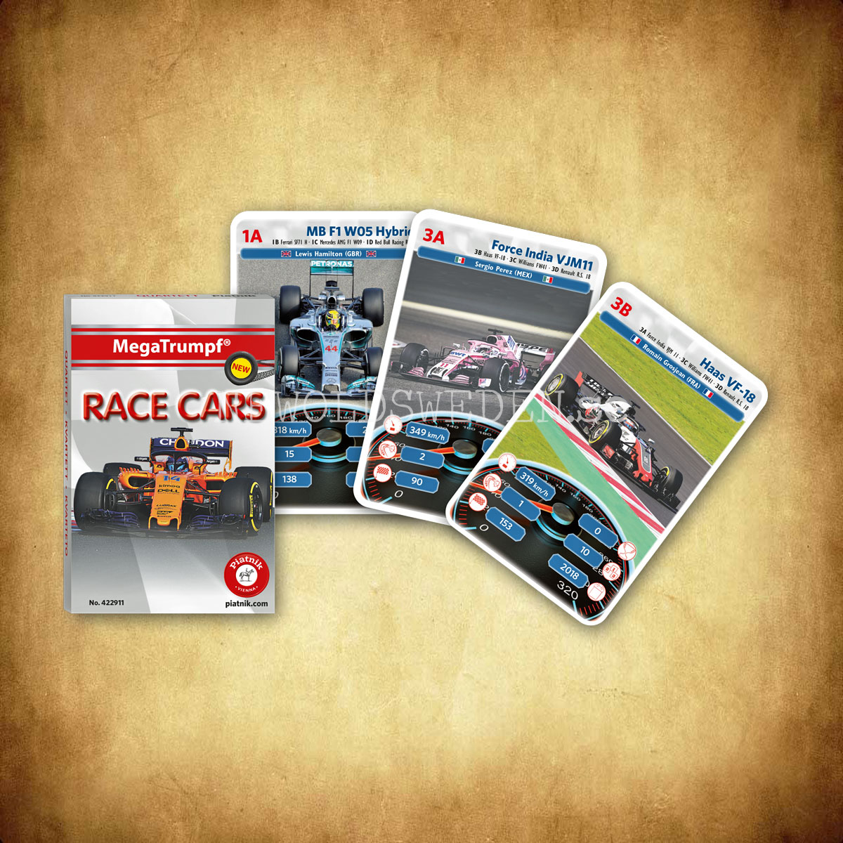 RACE CARS Kvartett MegaTrumpf Kortspel PIATNIK - K6 - 3