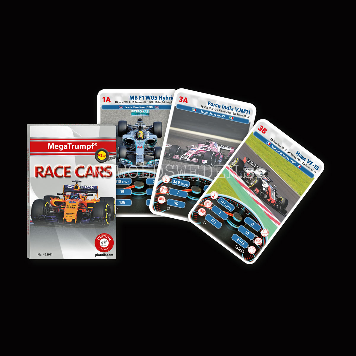 RACE CARS Kvartett MegaTrumpf Kortspel PIATNIK - K6