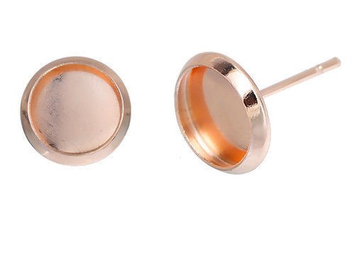 Öronstickor med ram / cabochonfäste , 8mm 2par,  Rosé