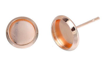 Öronstickor med ram / cabochonfäste , 8mm 2par,  Rosé
