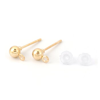 Örhängen-Pins/öronsticka m kula & ögla, Guld