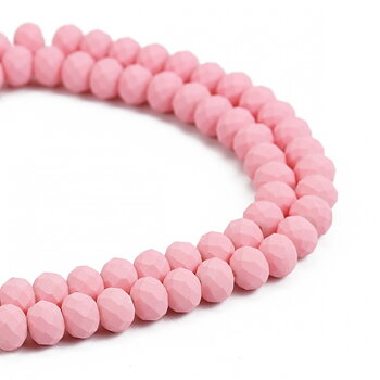Facetterad rondell , Opak Rosa 8mm