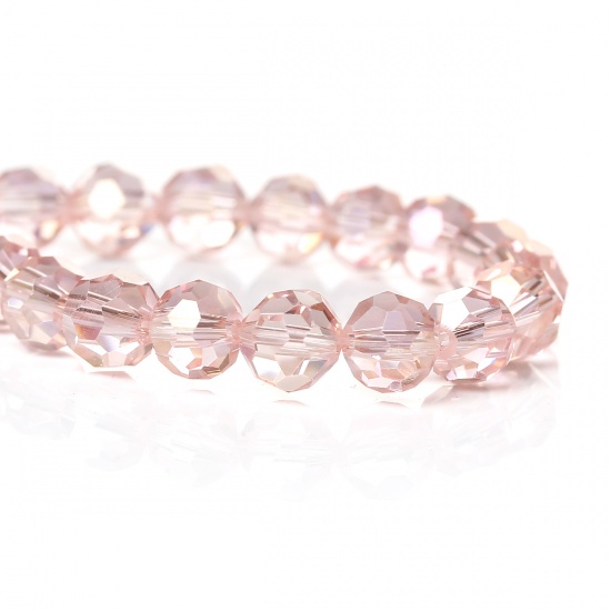 Facetterad rund ,  Rosa 6mm