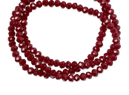 Faceted,   4mm,  Red opak - 2