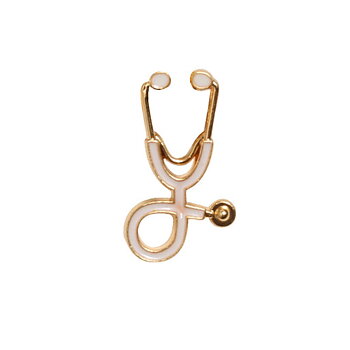Brooches Stethoscope Gold Plated White