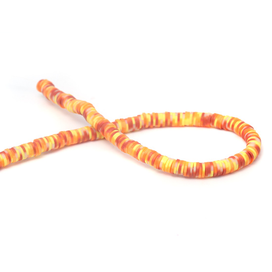 Heishi pärlor, Orange/röd mix 4mm - 2