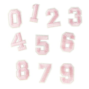 Patch Iron sew on Numbers 0-9, Pink